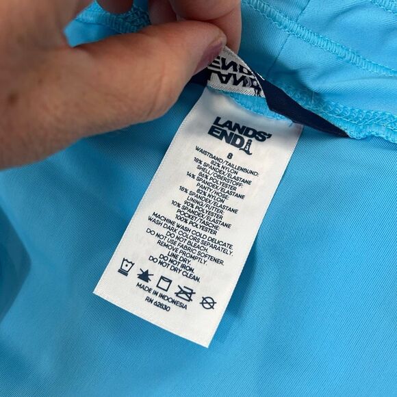 Lands End Women's 9" Board Shorts with Panty Blue Lined size 8 Bermuda Swim Long - Picture 8 of 16